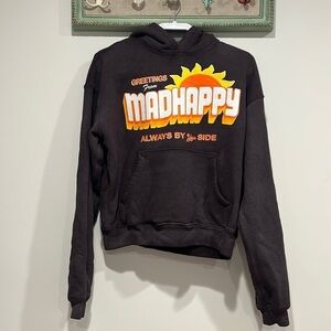 Greetings from Madhappy always by your side brown hooded sweatshirt xs unisex